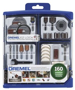 Dremel Rotary Tool Accessory Kit- 710-08- 160 Accessories- EZ Lock Technology- 1/8 inch Shank- Cutting Bits, Polishing Wheel And Compound, Sanding Disc And Drum, Carving, Sharpening, And Engraving