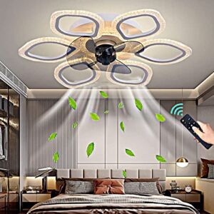 21.7″ Ceiling Fan with Light, semi-Flush Mount Low-Profile Fan, Quiet Reversible Motor, 3-Speed Fan Light, Round Ceiling Light with Fan, for Bedroom, Living Room and Dining Room