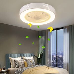 Aopirta Ceiling Fan with Lights Remote Control,Enclosed Low Profile Fan Light,LED Remote Control Dimming 3-Color 3-level wind speed,Ceiling Light with Fan,Hidden Electric Fan (A)