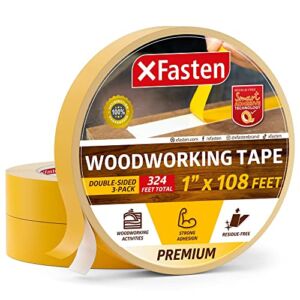 XFasten Double Sided Woodworking Tape, 1-Inch by 36-Yards, 3-Pack – Double Face Woodworker Turner’s Tape for Wood Template, Removable & Residue Free