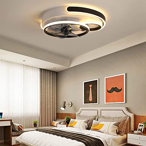 ZWPAYF Metal Ceiling Fan Light Household Mute Transparent Blade Semi-recessed Ceiling Light Ceiling Fan Can Be Intelligently Controlled With High Light Transmission Light Strip For Dining Room And Liv | The Storepaperoomates Retail Market - Fast Affordable Shopping