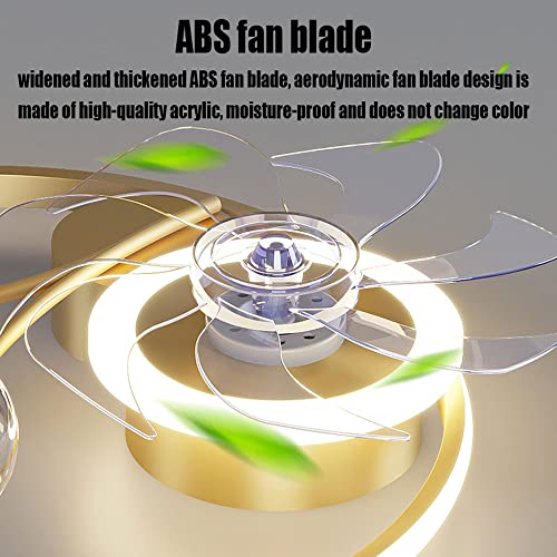 XFSHZWN Gold LED Dimmable ABS Fan Blade Clear Flush Mount Ceiling Fan Light 3 Gears 3000K/4500K/6000K Diameter 50cm Ceiling Lamp with Fan Powerful Motor Low Noise Quiet Light Fixtures | The Storepaperoomates Retail Market - Fast Affordable Shopping