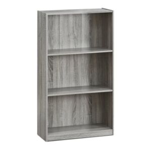 Furinno Basic 3-Tier Bookcase Storage Shelves, French Oak Grey