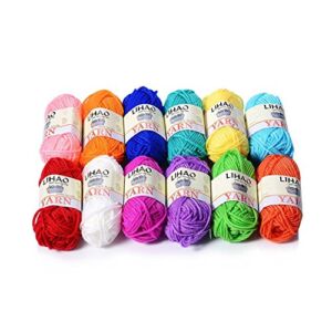 LIHAO 12 Skeins Mini Yarn for Knitting Crochet Craft – 100% Acrylic