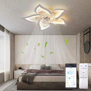Modern Ceiling Fan with Lights,110v Dimmable Flower Shape Ceiling Light Fan With remote control/app control ,Timing 6 Gear Speeds Fan Ceiling Lamp Suitable for Bedroom,Living Room,and etc.