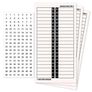 Grevosea 4 Sheets Breaker Panel Labels, Electrical Panel Labels Waterproof Circuit Breaker Labels with Number Stickers Electrical Sticker Number Directory for House or Commercial Use