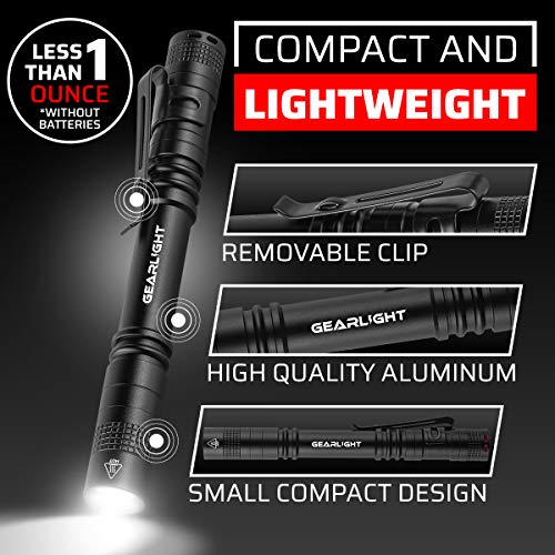 GearLight S100 LED Pocket Pen Light- 2 Small, Compact Flashlights with Clip for Tight Spaces, Police Inspection, Nurses & Medical Use | The Storepaperoomates Retail Market - Fast Affordable Shopping