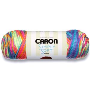Caron Simply Soft Paints Yarn (4) Medium Worsted Gauge 100% Acrylic – 5oz – Rainbow Bright – Machine Wash & Dry