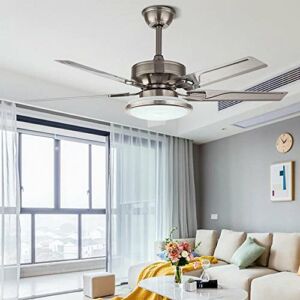 48” Ceiling Fan Light LED Chandelier 3-Color Dimmable Lamp W/ Remote Control (Silver)