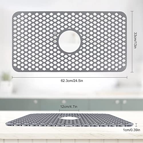 Grathia Sink Protectors for Kitchen Sink, Silicone Sink Mat Grid 24.5″x 13″, Non-slip Grey Kitchen Sink Mats for Bottom of Farmhouse Stainless Steel Porcelain Sink | The Storepaperoomates Retail Market - Fast Affordable Shopping
