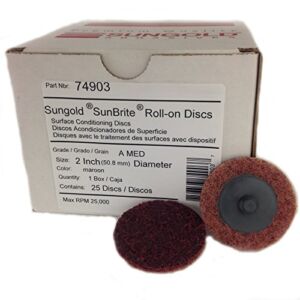 Sungold Abrasives 74903 Medium Non Woven Surface Conditioning R-Type Quick Change Disc, 2-Inch, Maroon (25/box)