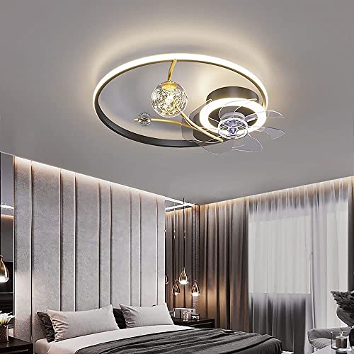 Ceiling Lamp，Silent Ceiling fan with Lighting, Modern LED Dimmable Ceiling Light with fan, Ceiling Light with Remote Control fan, Invisible fan Light for Dining Room and Bedroom ( Color : Black ) | The Storepaperoomates Retail Market - Fast Affordable Shopping