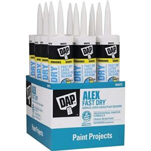 10.1 oz Dap 18425 White Alex Plus Fast Dry All Purpose Acrylic Latex Caulk Pack of 12