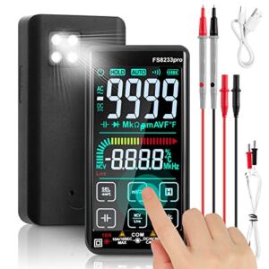 Rechargeable Digital Multimeter Touch Screen Multimeter Tester Auto-Raging 9999 Counts TRMS Built-in Battery|DC/AC Voltage Current Capacitance Resistance Continuity Temperature Diode