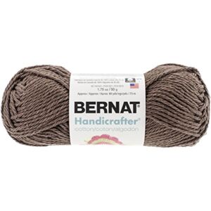 Bernat Handicrafter Cotton Solids Yarn, 1.75 oz, Gauge 4 Medium, 100% Cotton, Warm Brown