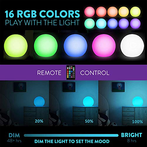 Mr.Go 16-inch Indoor/Outdoor Waterproof Rechargeable LED Glowing Ball Light Orb Globe Lamp w/ Remote, 16 RGB Colors 4 Light Effects, Ideal for Home Pool Patio Party Accent Ambient Decorative Lighting | The Storepaperoomates Retail Market - Fast Affordable Shopping