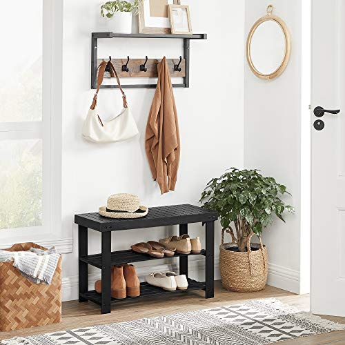 SONGMICS Shoe Rack Bench, 3-Tier Bamboo Shoe Organizer, Storage Shelf Holds Up to 264 lb, Ideal for Entryway Bathroom Living Corridor, Black ULBS04H | The Storepaperoomates Retail Market - Fast Affordable Shopping