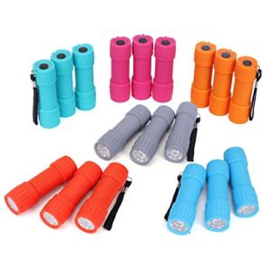 FASTPRO 18-Pack, 9-LED Mini Flashlight Set, 54-Pieces AAA Batteries are Included and Pre-Installed, Perfect for Class Teaching, Camping, Wedding Favor