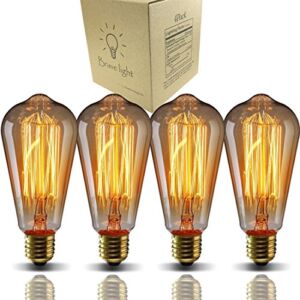 E26 Edison Bulbs, Bravelight Antique Vintage Light Bulbs, ST64 40W 2700K Warm Dimmable, Squirrel Cage Filament Edison Light Bulb for Table Lamp Restaurant Home Office Light Fixtures Decorative 4 Pack­