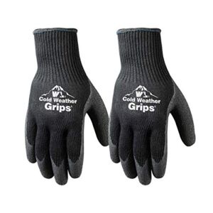 Wells Lamont Cold Weather Latex Grip Versatile Winter Work Gloves | Cut & Tear Resistant | 2-Pair Pack, Large (526LN) , Black