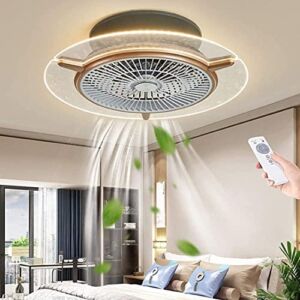 Ceiling Fan with Lighting, LED Ceiling Fan with Lighting and Remote 3 Color Temperature 6 Wind Speed Dimmable Fan Light for Living Room Bedroom Modern LED Ceiling Light Chandelier Light，Gold