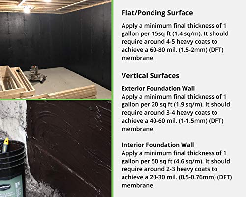 Liquid Rubber Concrete Foundation and Basement Sealant – Indoor & Outdoor Waterproof Coating, Easy to Apply, Black, 5 Gallon | The Storepaperoomates Retail Market - Fast Affordable Shopping