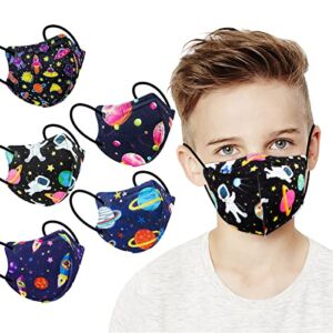 XDX Kids KN95 Masks for Children, 50PCS Individually Wrapped Space Print Disposable Face Masks, 5 Layers KN95 Face Masks with Elastic Earloops, Filter Efficiency ≥95%