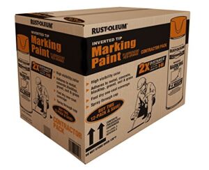 Rust-Oleum 266599 Professional 2X Distance Inverted Marking Spray Paint 15 Oz, Fluorescent Red Orange, Contractor 12 Pk