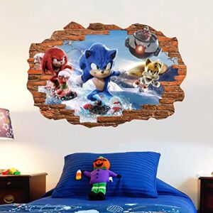 Sonic Poster Boys Bedroom Background Wall Sticker Playroom Party Decoration PVC Cartoon Mural
