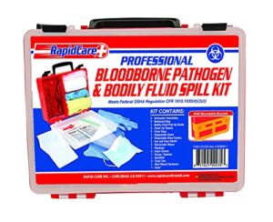 Rapid Care First Aid 839BBK-1 Premium Bloodborne Pathogen & Bodily Fluid Spill Kit, OSHA Compliant, Wall Mountable, 10″ x 8″ x 3 1/2″