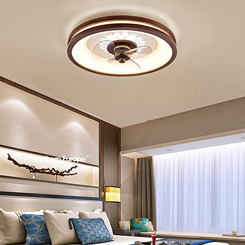 ZWPAYF Dining Room Walnut Color Modern Ceiling Light with Fan Remote Control Home Fan Blades Hollow Out Design Various Styles Available Mute Rubber Wood LED Embedded Ceiling Light for Bedroom Study | The Storepaperoomates Retail Market - Fast Affordable Shopping