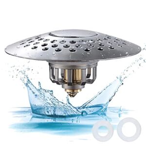 Universal Shower Drain with Hair Catcher, Pop Up Bathtub Stopper Drain Plug Filter Upgraded Bathroom Hair Catcher Bathtub Drain Cover Stopper (1.3″-1.6″)