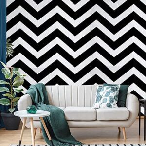 Black and White Stripe Peel and Stick Wallpaper Self-Adhesive Removable Wallpaper Contact Paper for Cabinets 17.7″ x78.6″