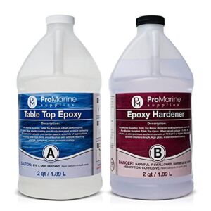 Clear Table Top Epoxy Resin That Self Levels, This is a 1 Gallon High Gloss (0.5 Gallon Resin + 0.5 Gallon Hardener) Kit That’s UV Resistant – It’s DIYER & Pro Preferred with Minimal Bubbles