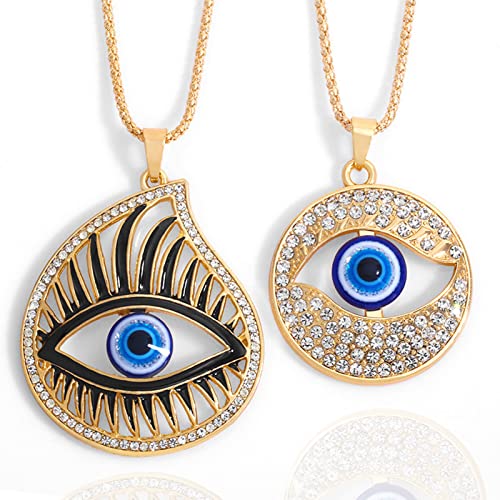 Blue Eye Charms Necklace Ceiling Fan Pull Chain Set 2 Pieces Vintage Ceiling Fan Pulls Chain Gold Decorative Fan Pull Chain Pendant Extension for Women Trendy Necklace Jewelry Gifts (Blue) | The Storepaperoomates Retail Market - Fast Affordable Shopping