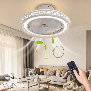 DDTP Led Ceiling Fan with Lamp with Remote Control Dimmable Quiet Fan Ceiling Light with Lighting Living Room Kids Room Dining Room,2 in Fan Ceiling Lamp with Fan Chandelier Timing White