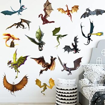 WOYINIS 3D Fantasy Dragon Wall Decal Peel & Stick Dragon Flying Wall Stickers Removable Vinyl Wall Art Decor for Kids Living Room Classroom Nursery Decoration | The Storepaperoomates Retail Market - Fast Affordable Shopping