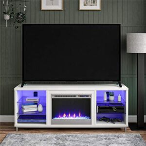 Ameriwood Home Fireplace TV Stand for TVs up to 70″, White