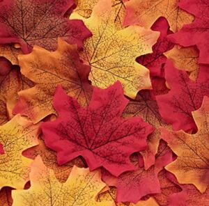 1100PCS Fall Artificial Maple Leaves Thanksgiving Autumn Leaf Wedding Party Table Decor, Multicolored
