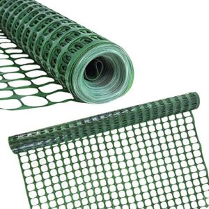 Houseables Plastic Mesh Fence, Construction Barrier Netting, Green, 4’x100′ Feet, 1 Roll, Garden Fencing, Fences Wrap, Above Ground, for Snow, Poultry, Chicken, Safety, Deer, Patio, Garden Netting