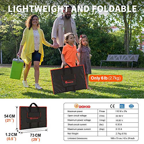 DOKIO 110w 18v Portable Foldable Solar Panel Kit (21x28inch, 5.9lb) Solar Charger With Controller 2 Usb Output To Charge 12v Batteries/Power Station (AGM, Lifepo4) Rv Camping Trailer Emergency Power | The Storepaperoomates Retail Market - Fast Affordable Shopping