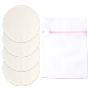 Jenbode Organic Bamboo Nursing Pads (4 Pack) for Breastfeeding Moms – Reusable Washable Breastfeeding Nipple Pad for Maternity with Laundry Bag