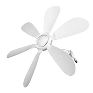 SOLUSTRE Small USB Ceiling Fan Portable Hanging Fan for Power Bank 6 Detachable Blades Outdoor Indoor Hanging Gazebo Canopy Room Fans for Grow Tent Hiking Travel Outages