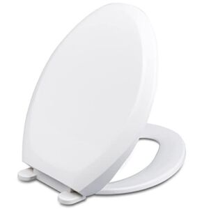 Elongated Toilet Seat, Slow Close Toilet Seat with Cover, Easy to Install, Removable, White