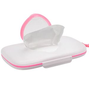 Healeved Baby Wipes Dispenser On- The- Go Wipes Dispenser Baby Outdoor Travel Stroller Wet Wipes Box Travel Wipes Case Baby Wipe Holder， Refillable Container for Car Bathroom Living Room Pink