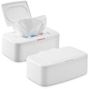 2 Pack Wipes Dispenser, Small Wipes Case with Lid, Wet and Dry Tissue Box, Dustproof Wipe Container with Sealing Design, Keeps Wipes Fresh Wipe Holder