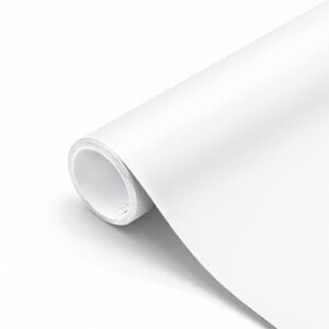 Thick White Contact Paper Matte White Wallpaper 16″x198″ Waterpoof Peel and Stick Wallpaper Decorative Self Adhesive Wallpaper Decorative Vinyl Film Wrap Contact Paper for Walls Furniture Countertop