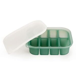 haakaa Silicone Freezer Tray,Ice Cube Trays with Lid,Perfect for Baby Food and Breast Milk Freezer, Vegetable & Fruit Purees,8 x 1.4 oz, Pea Green