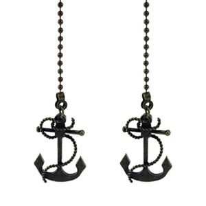 Antrader Ceiling Fan Chain Pulls,12 inch Anchor Design Pull Chain Extender for Ceiling Light Lamp and Fan Chain Ornaments ,2-Pack,Bronze