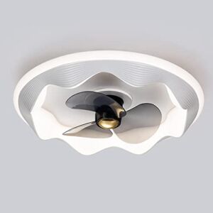 RIIGOOG Nordic 3 Speed 3 Color Flush Mount Ceiling Fans Invisible LED Indoor Ceiling Fan with Lights with Remote 3-Blade Fan Ceiling Light for Bedroom Living Room Kids Room